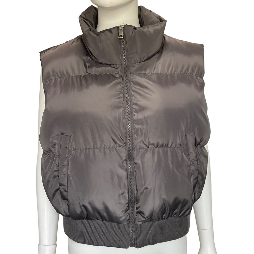 Liv & Lottie Gray Puffer Vest With High Collar & Zip Closure Womens Size XL